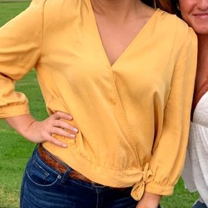 Mustard Yellow Wrap Top